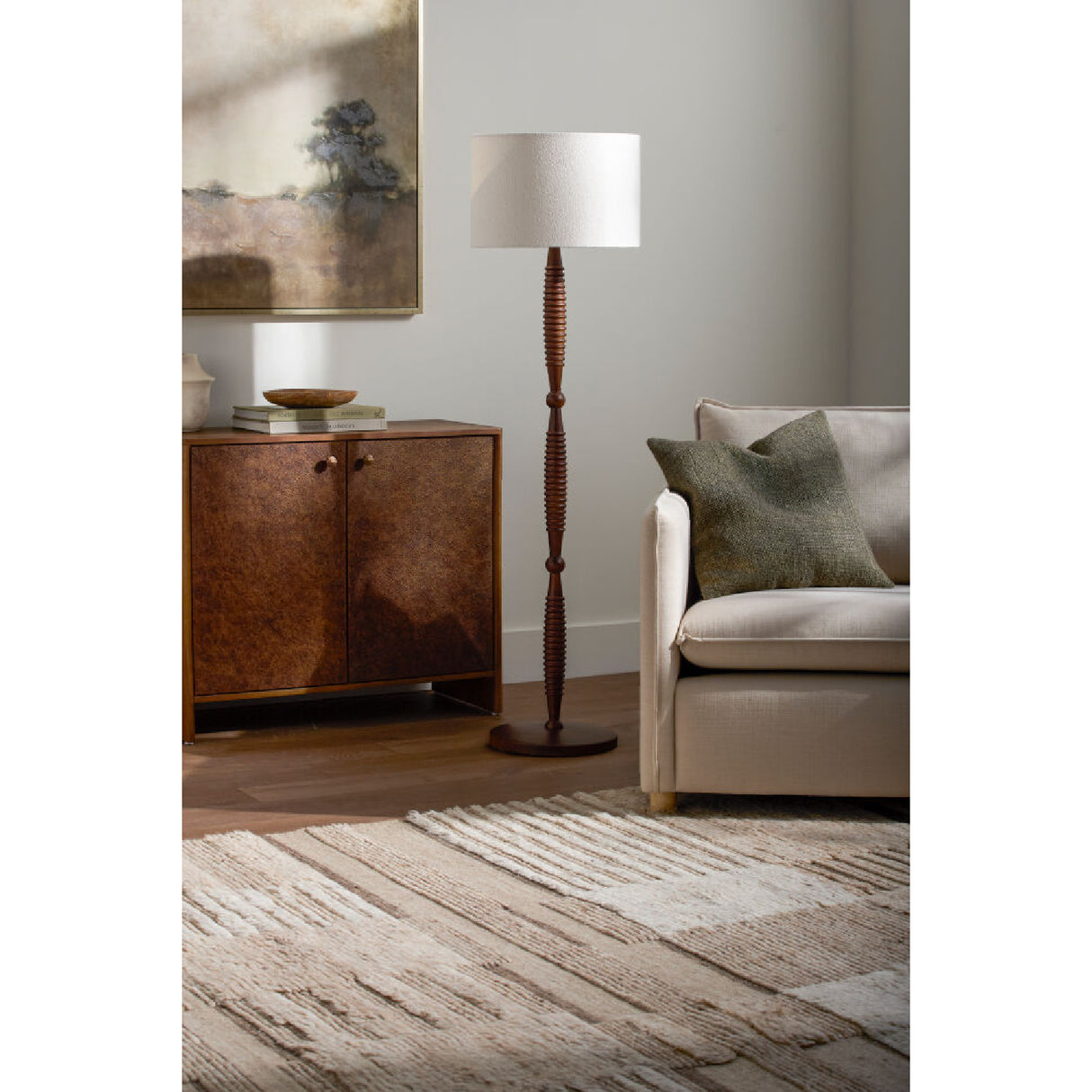 Beige Linen Accent Floor Lamp | Oroa.com