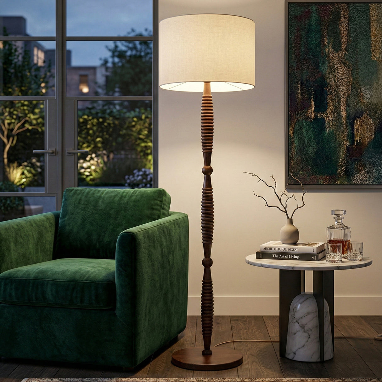 Beige Linen Accent Floor Lamp | Oroa.com