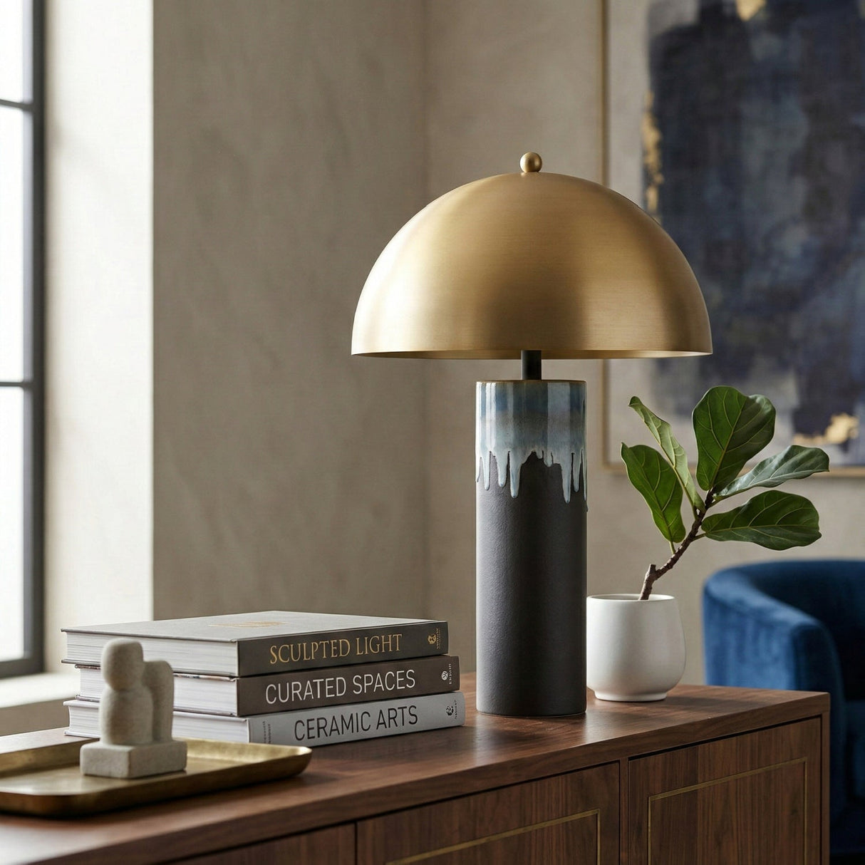 Modern European furniture - Gold Metal Dome Table Lamp - www.oroa.com