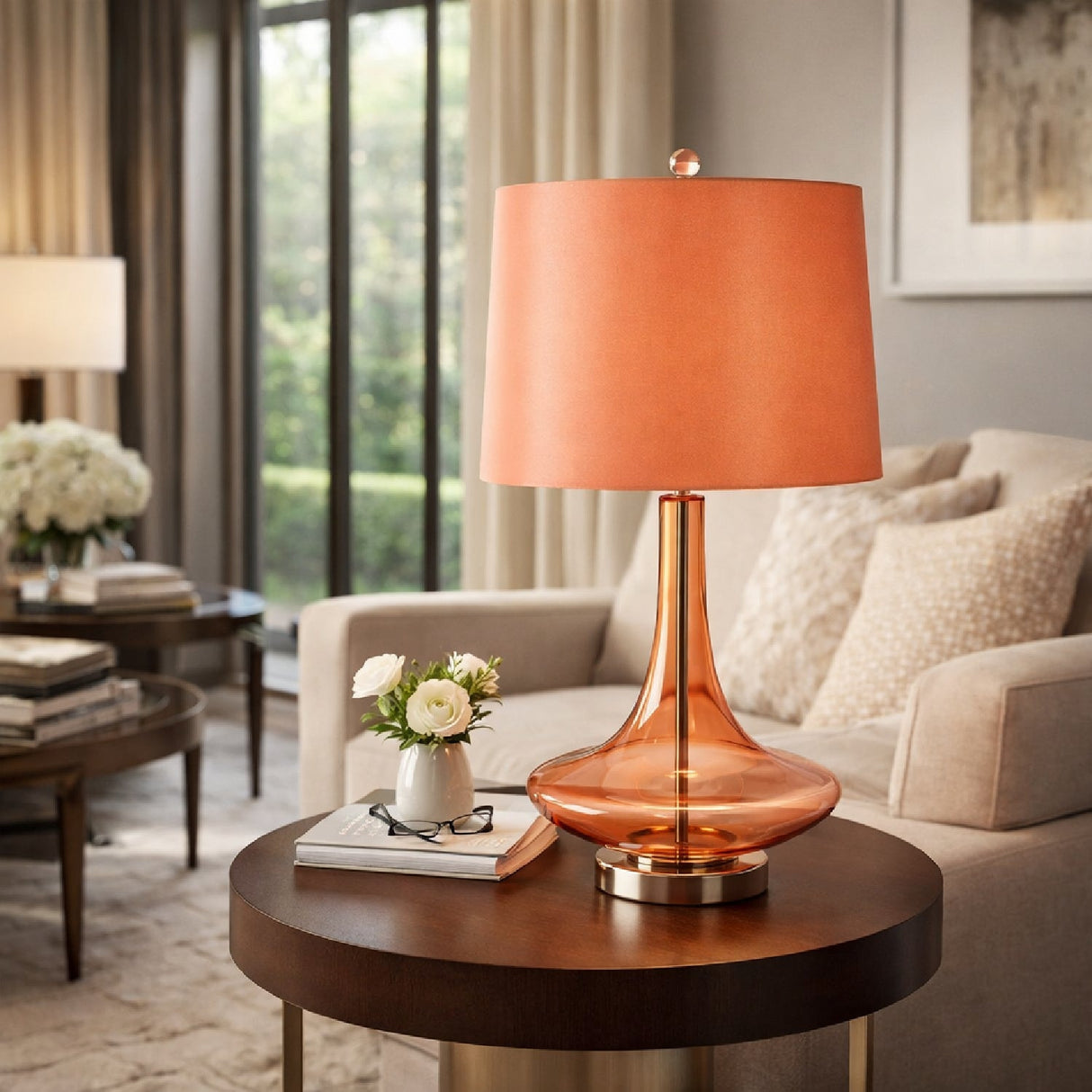 Modern European furniture - Orange Glass Accent Table Lamp - www.oroa.com