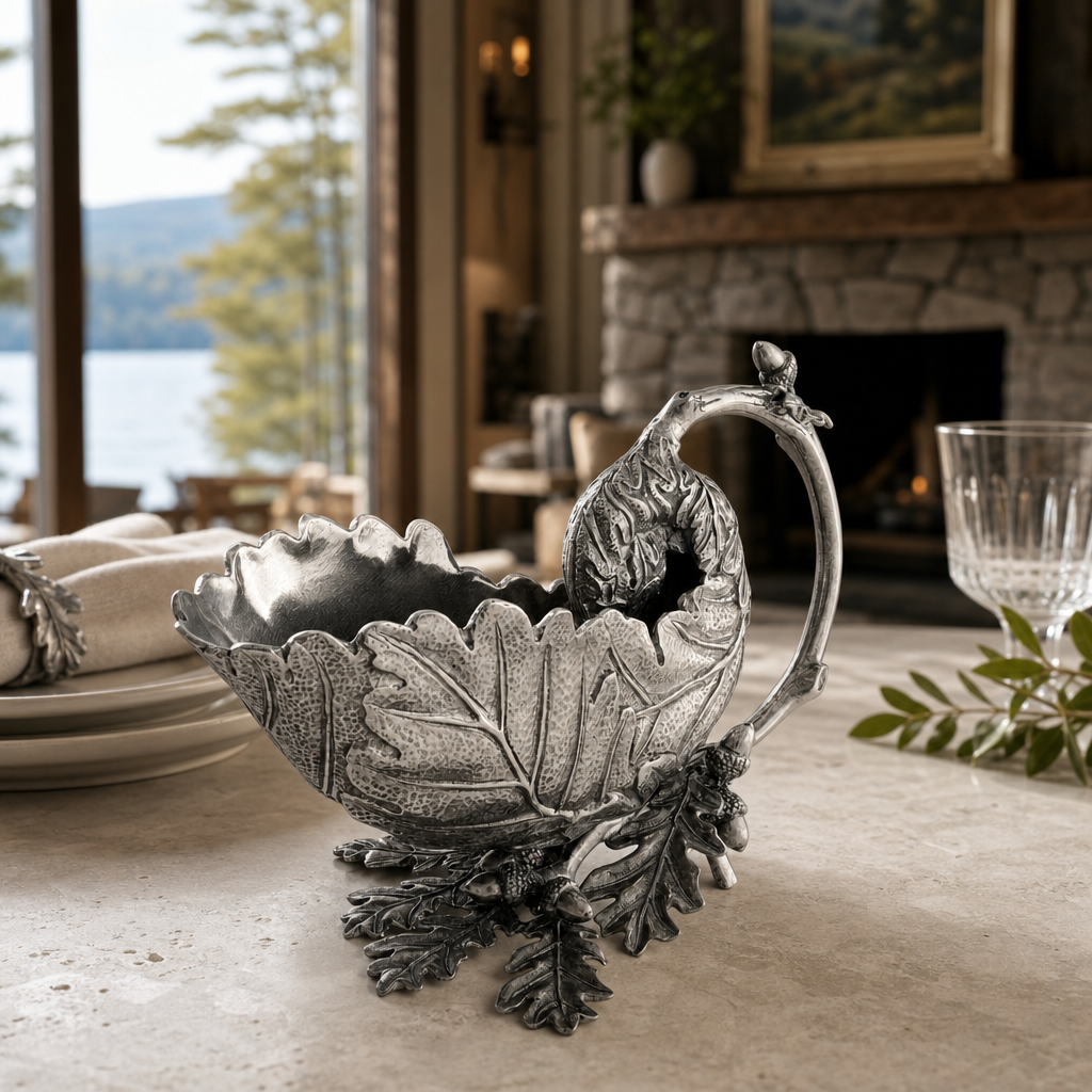 Pure Pewter Oak Leaf Gravy Boat - OROA