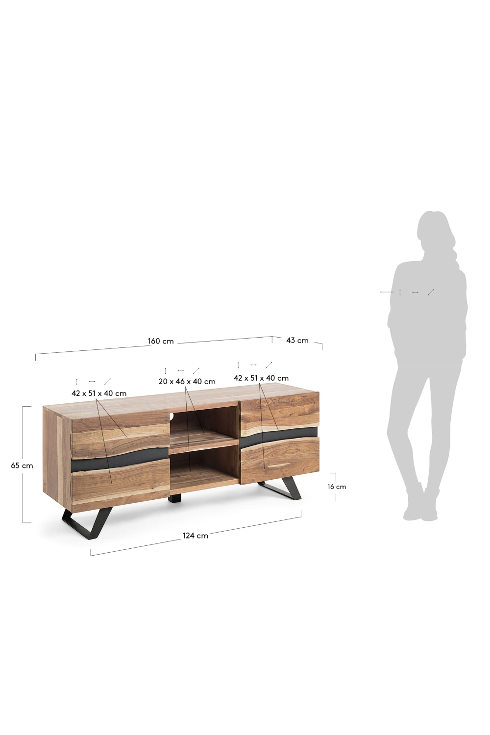Acacia Wood TV Cabinet | La Forma Uxia | Oroa.com