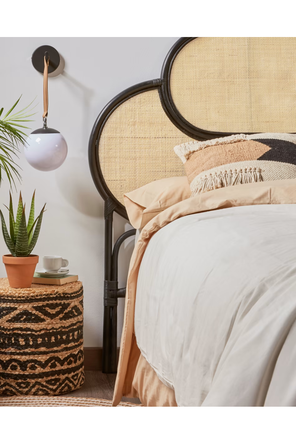 Black Weaved Rattan Queen Headboard 67" | La Forma Lalita | Oroa.com