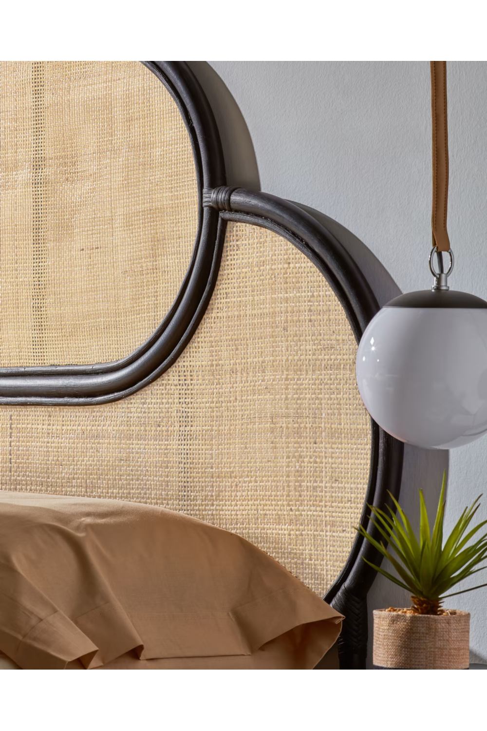 Black Weaved Rattan Queen Headboard 67" | La Forma Lalita | Oroa.com