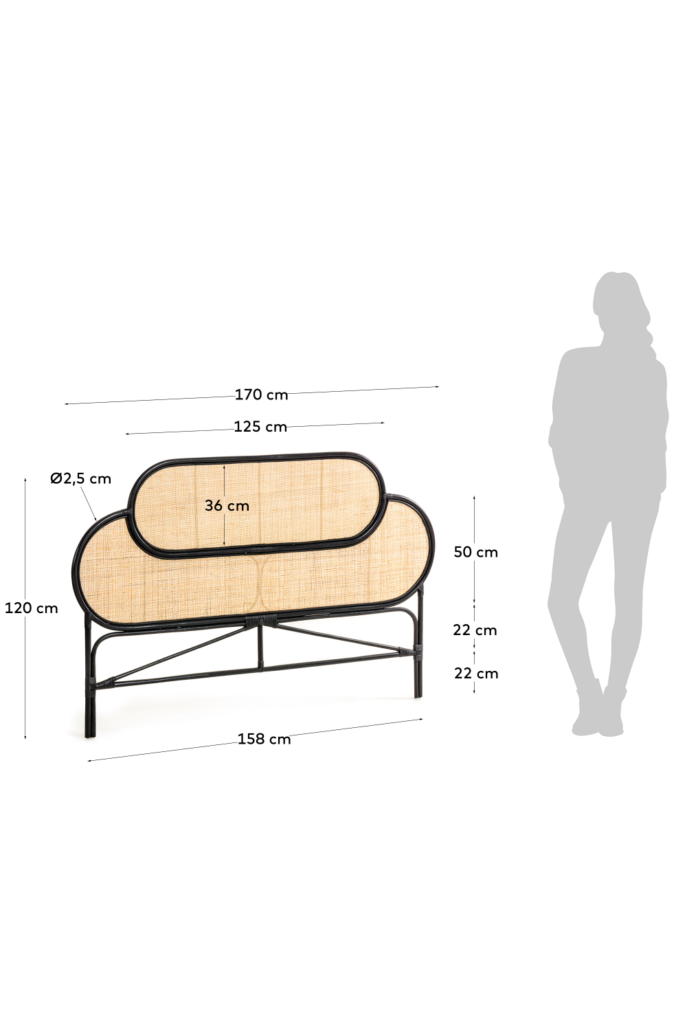 Black Weaved Rattan Queen Headboard 67" | La Forma Lalita | Oroa.com