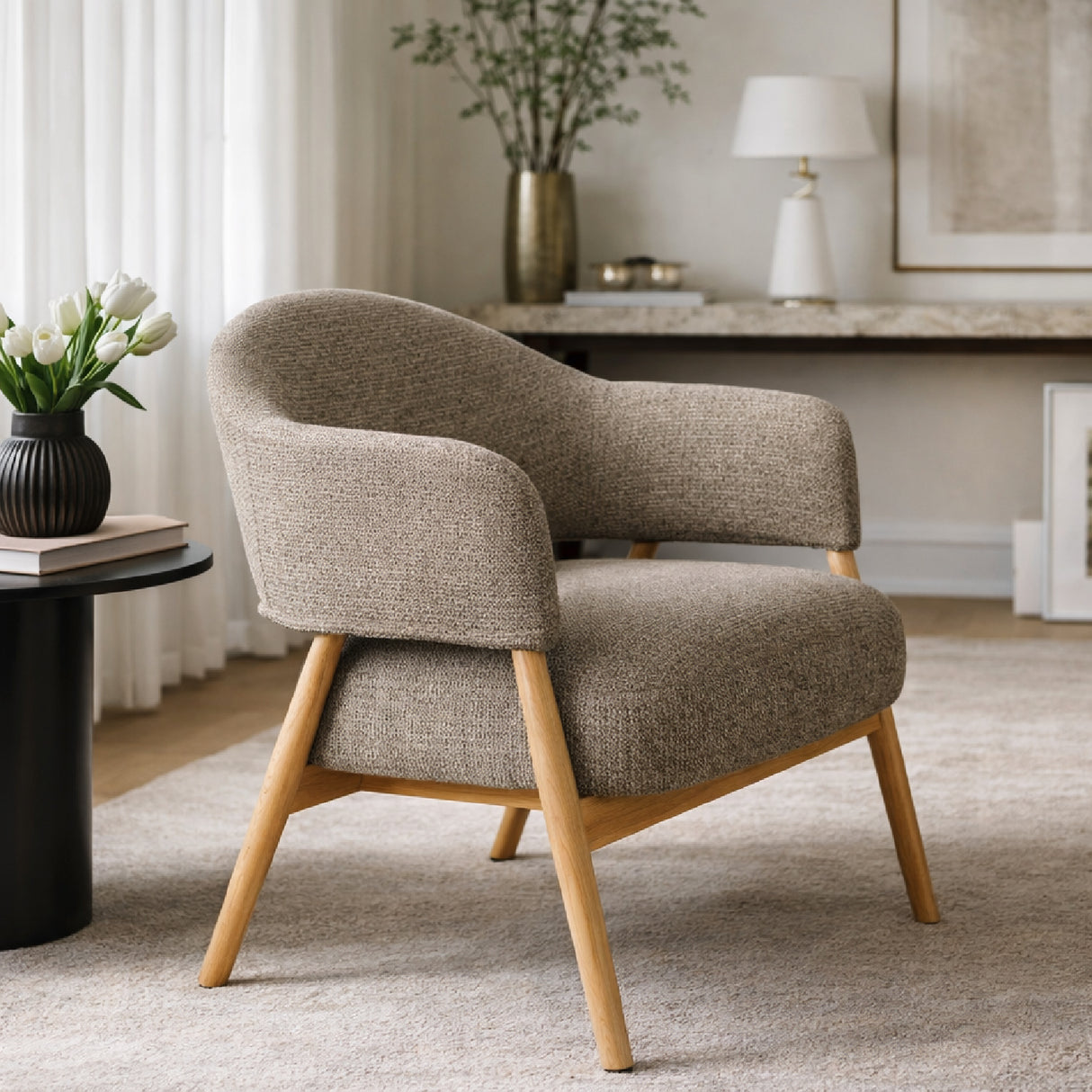 Oak Framed Lounge Chair | Oroa.com