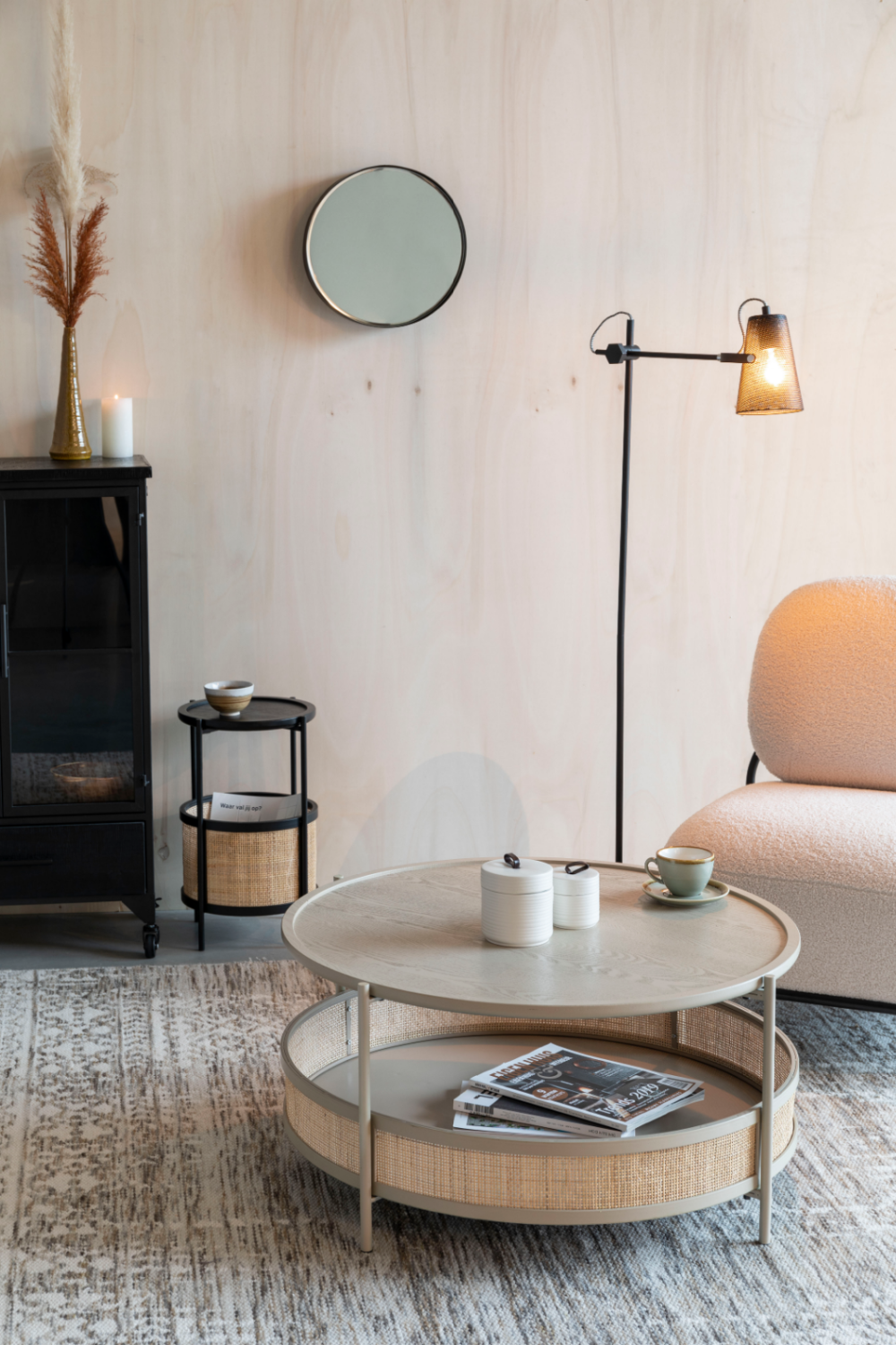 Rattan Accented Side Table | DF Makoto | OROA.com