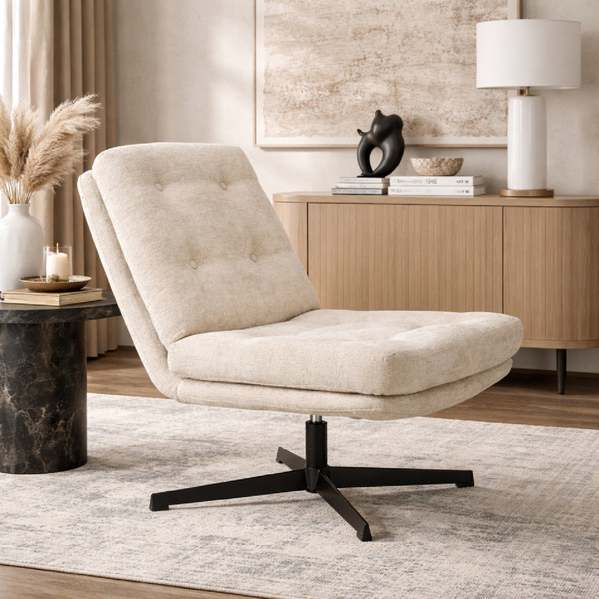 Grid-Tufted Swivel Lounge Chair | Oroa.com