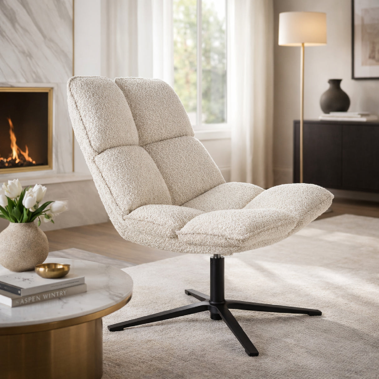 Channeled White Lounge Chair | Oroa.com