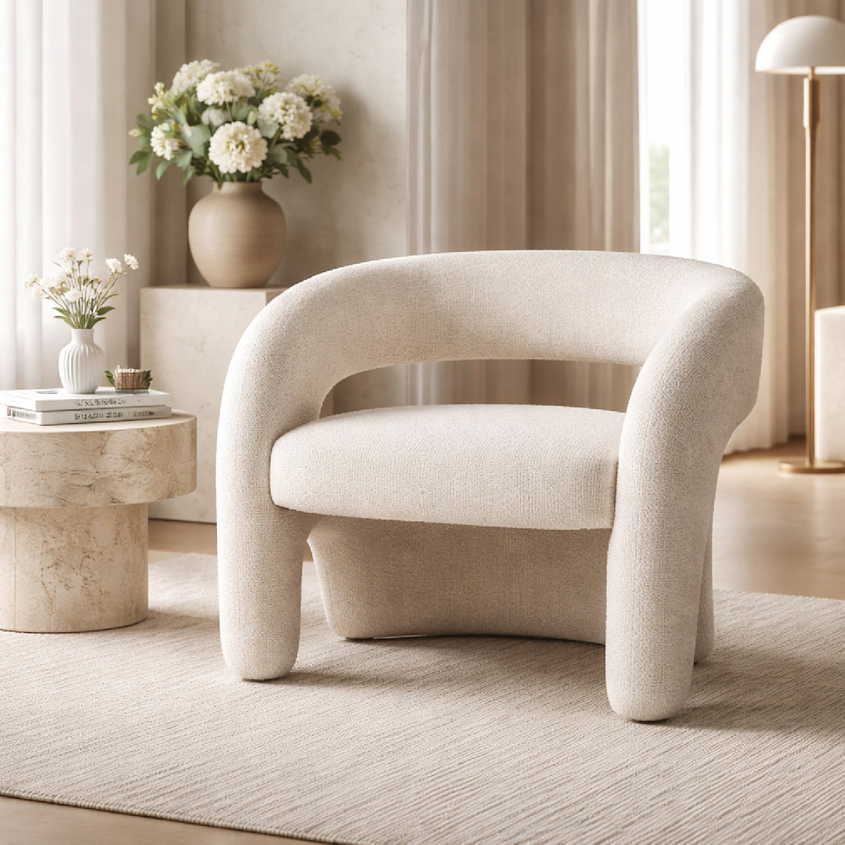 White Curved Lounge Chair | Oroa.com