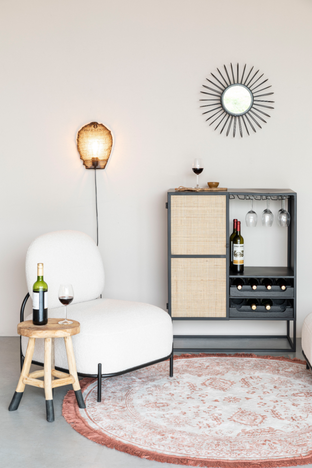 Rattan Webbing Wine Cabinet | Oroa.com