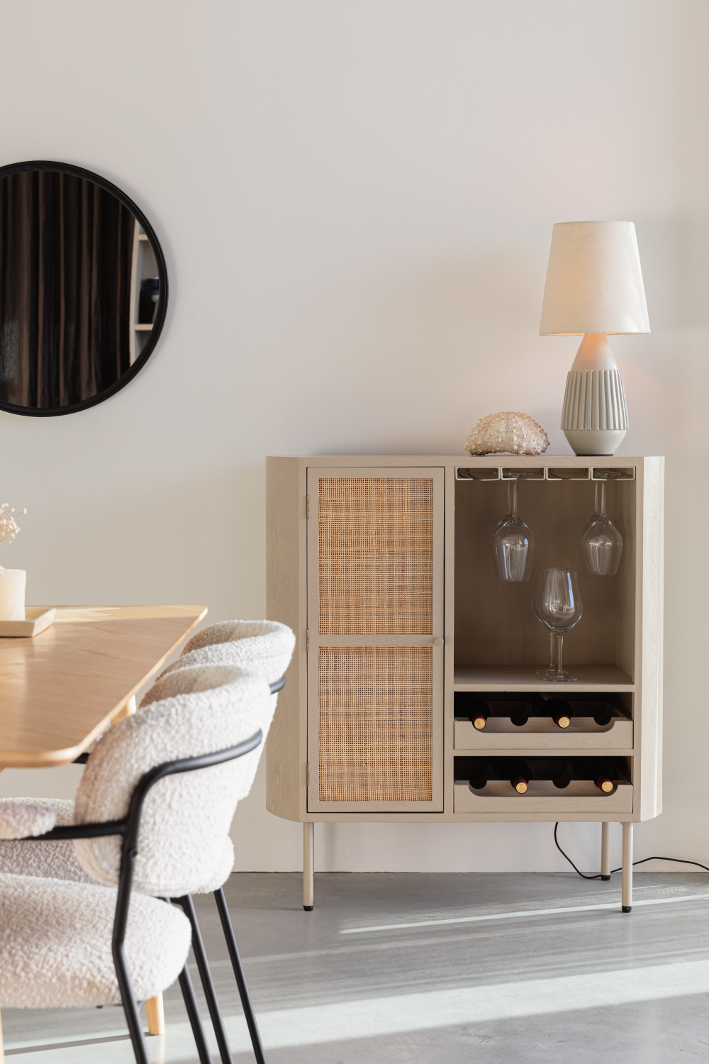 Beige Wooden Wine Cabinet | Oroa.com