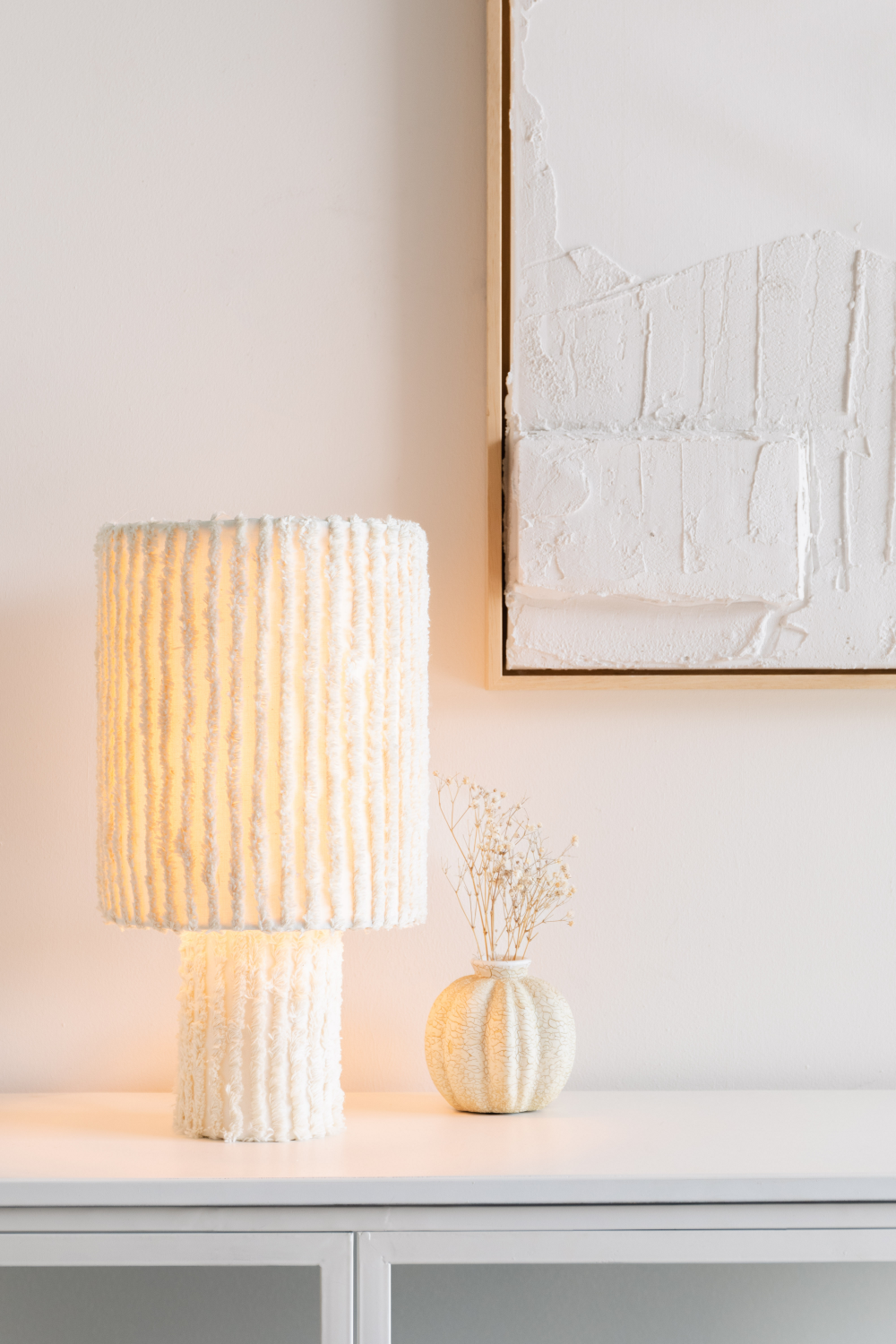 White Cotton Table Lamp | DF Arjun | OROA.com