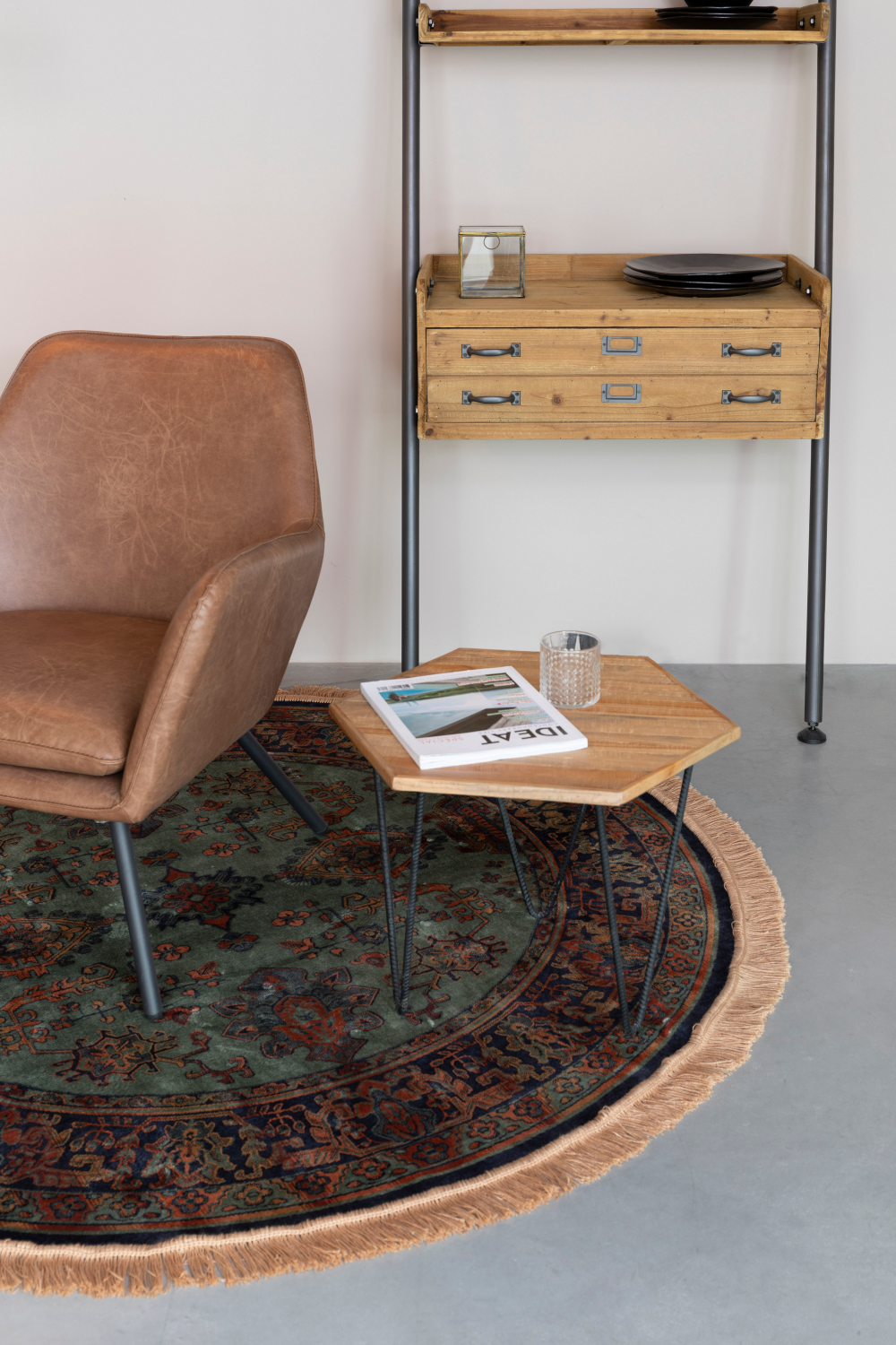 Round Green Vintage Carpet | DF Raz | Oroatrade.com