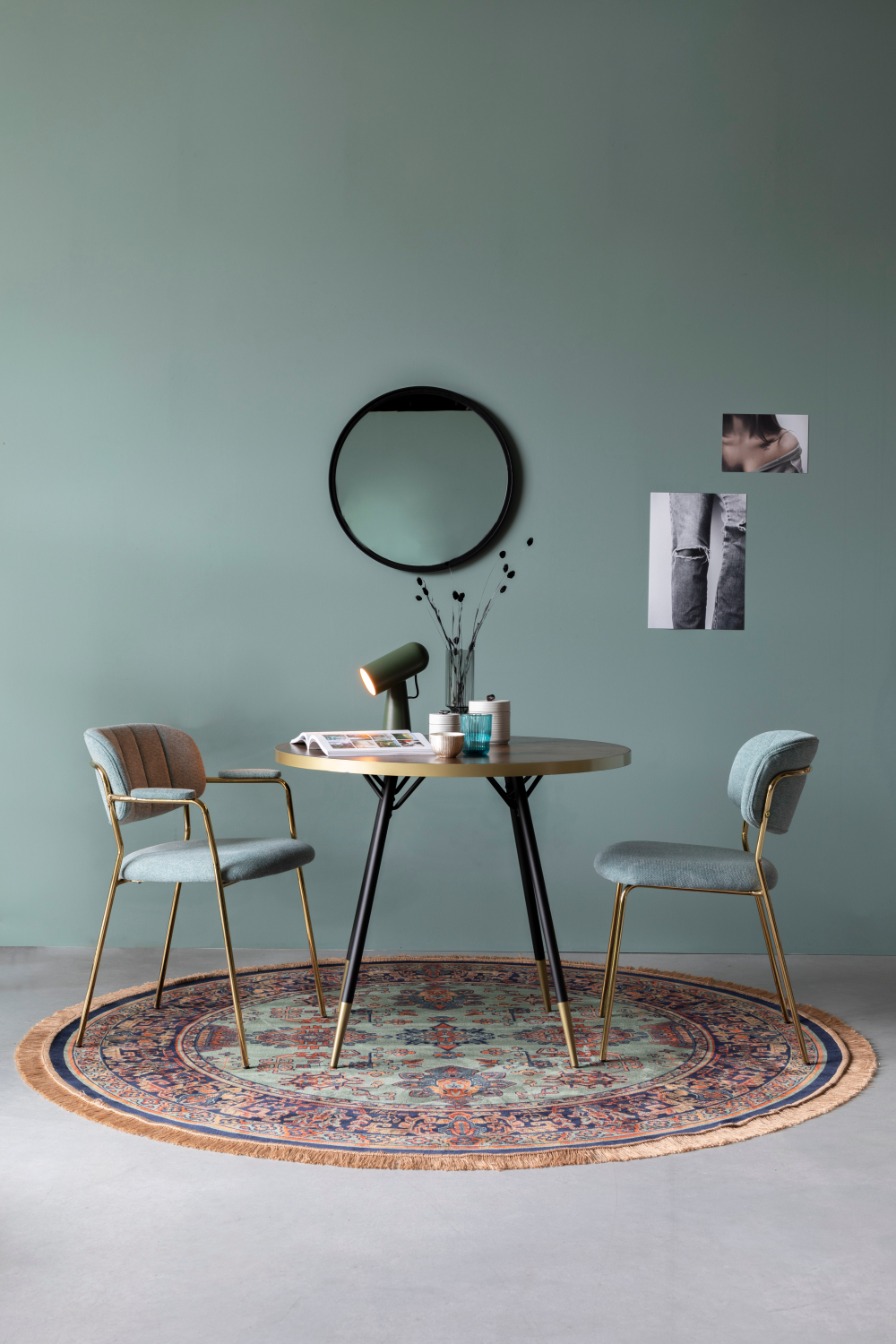 Round Green Vintage Carpet | DF Raz | Oroatrade.com