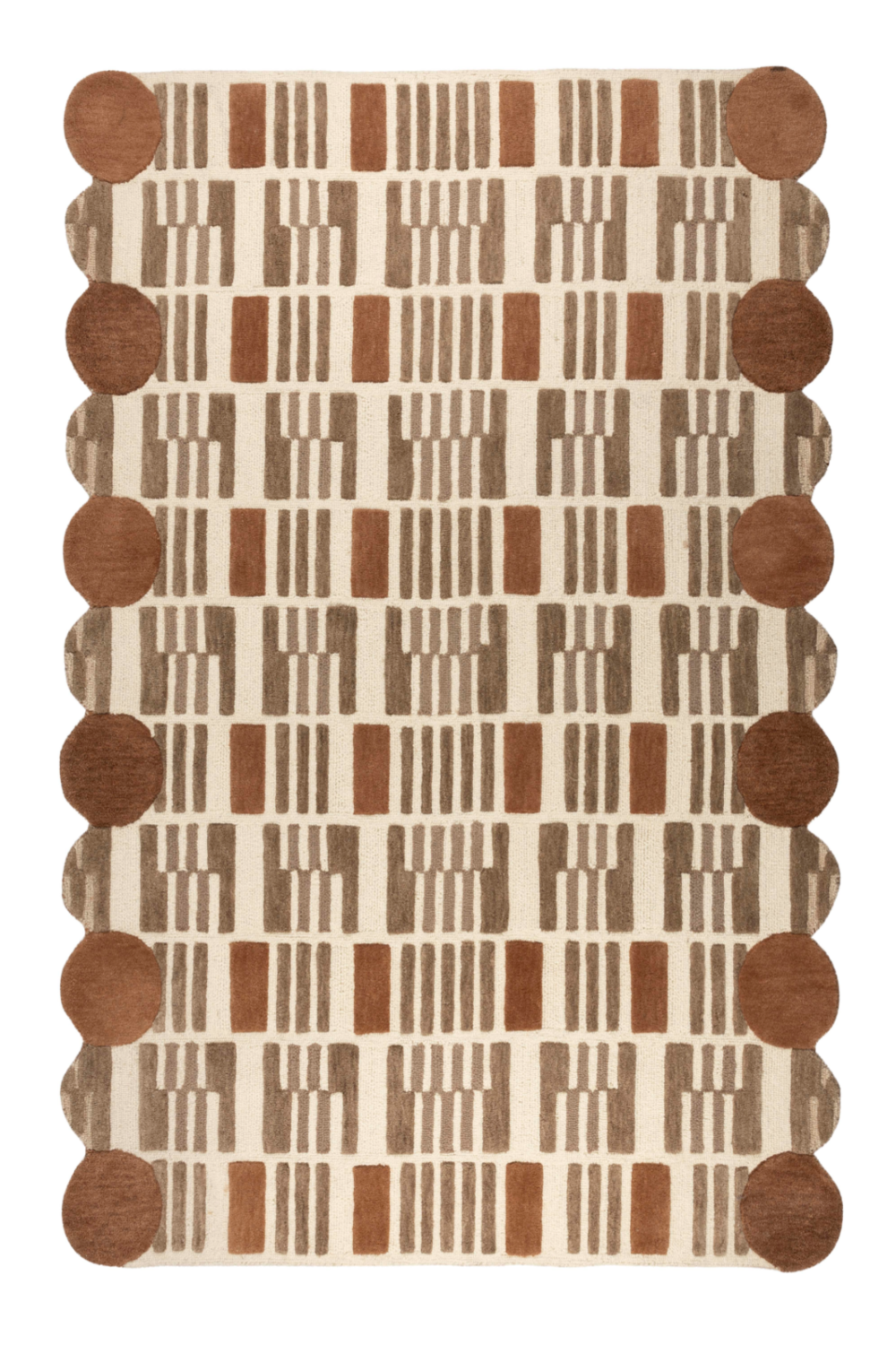 Beige Wool Patterned Carpet 5' x 8' | DF Mundra | OROA.com