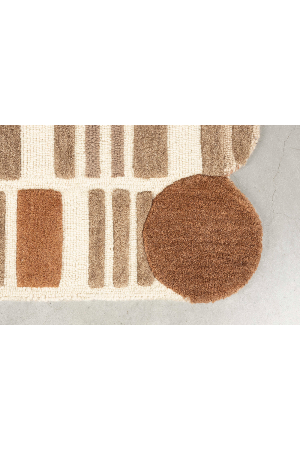 Beige Wool Patterned Carpet 5' x 8' | DF Mundra | OROA.com