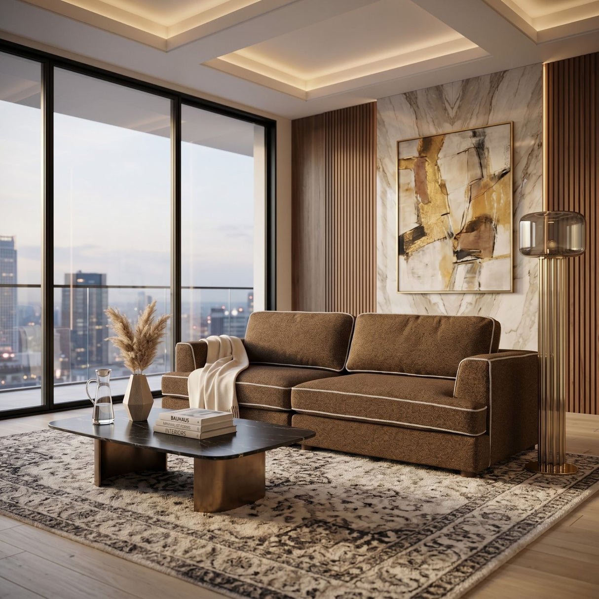 Upholstered Sofa with Piping | Oroa.com