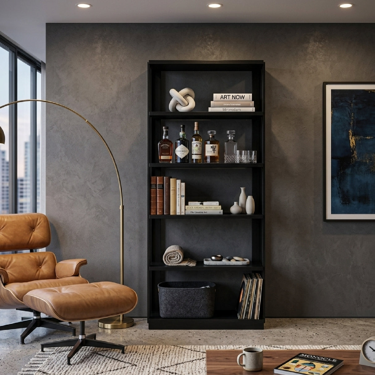 Black 4-Shelf Bookcase | Oroa.com