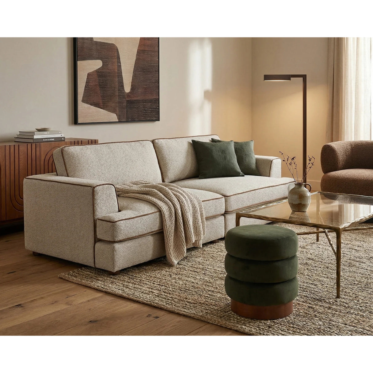 Upholstered Sofa with Piping | Oroa.com