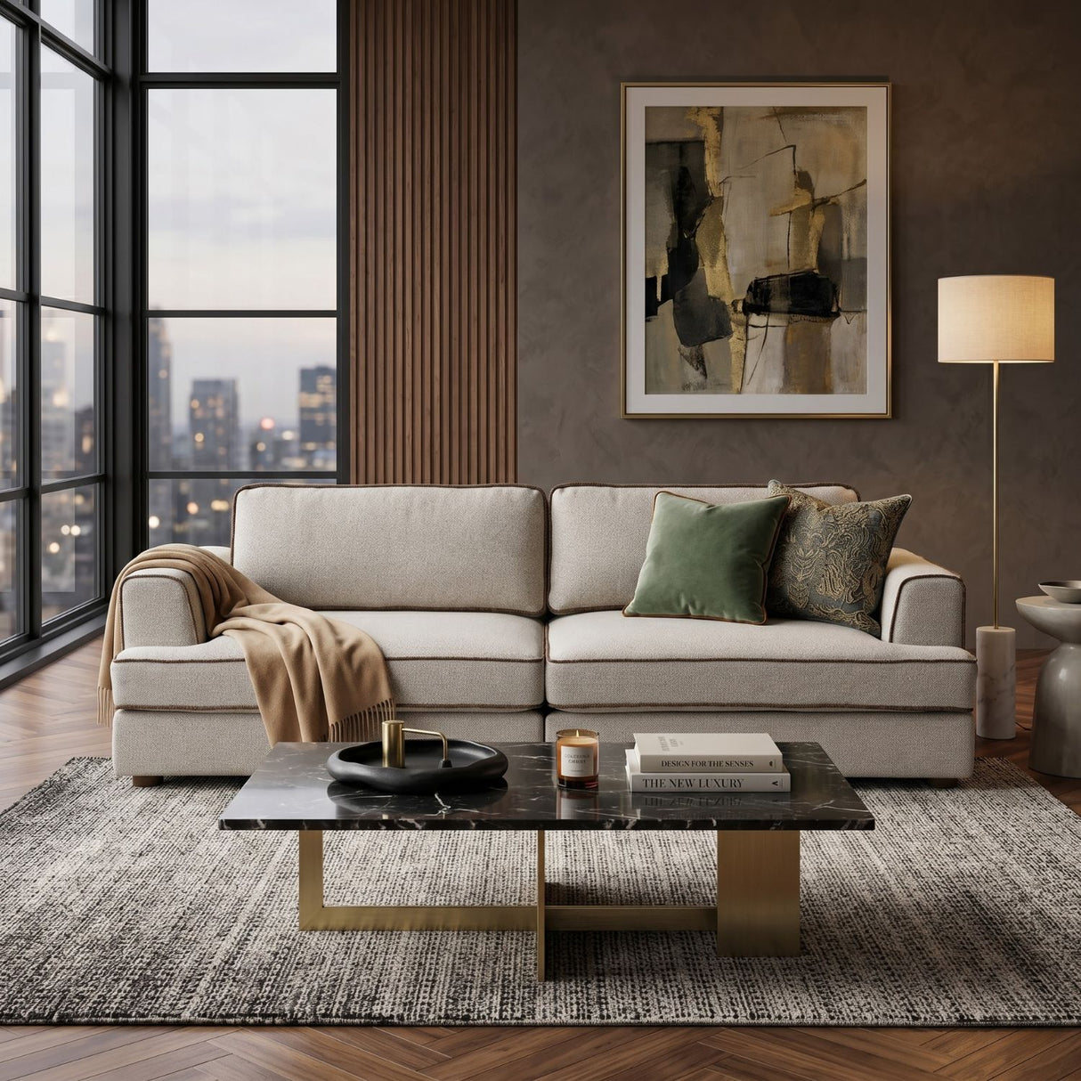 Upholstered Sofa with Piping | Oroa.com
