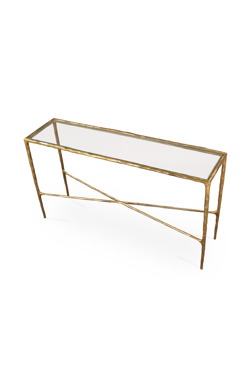 Cobra Console Table – Textured Antique Brass and Glass | Oroa.com