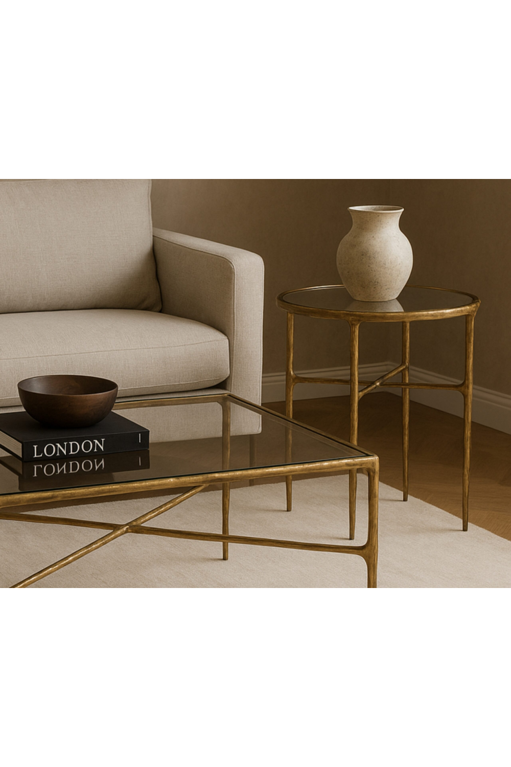 Textured Brass Round Side Table | Oroa.com