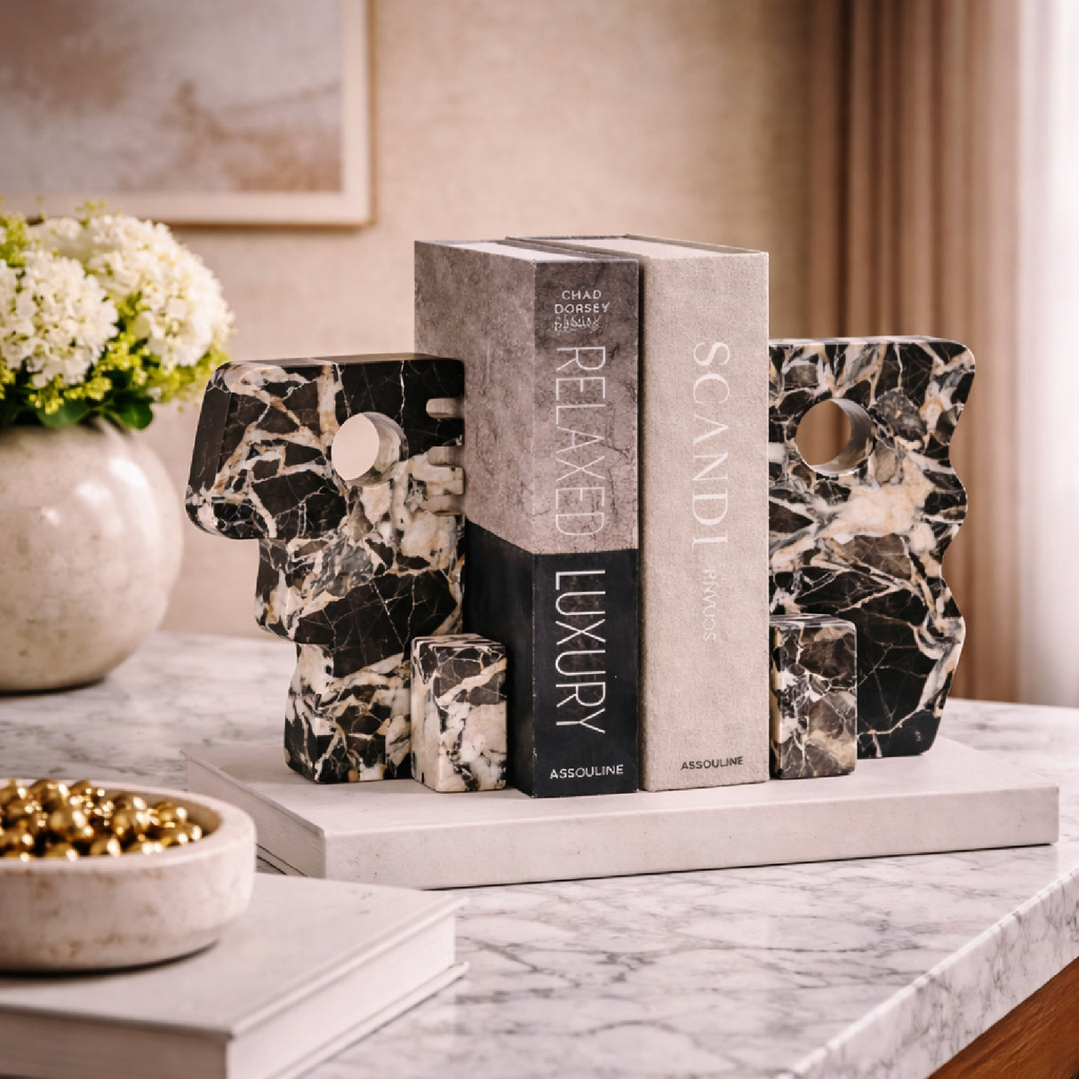 Black Marble Abstract Bookends | Oroa.com