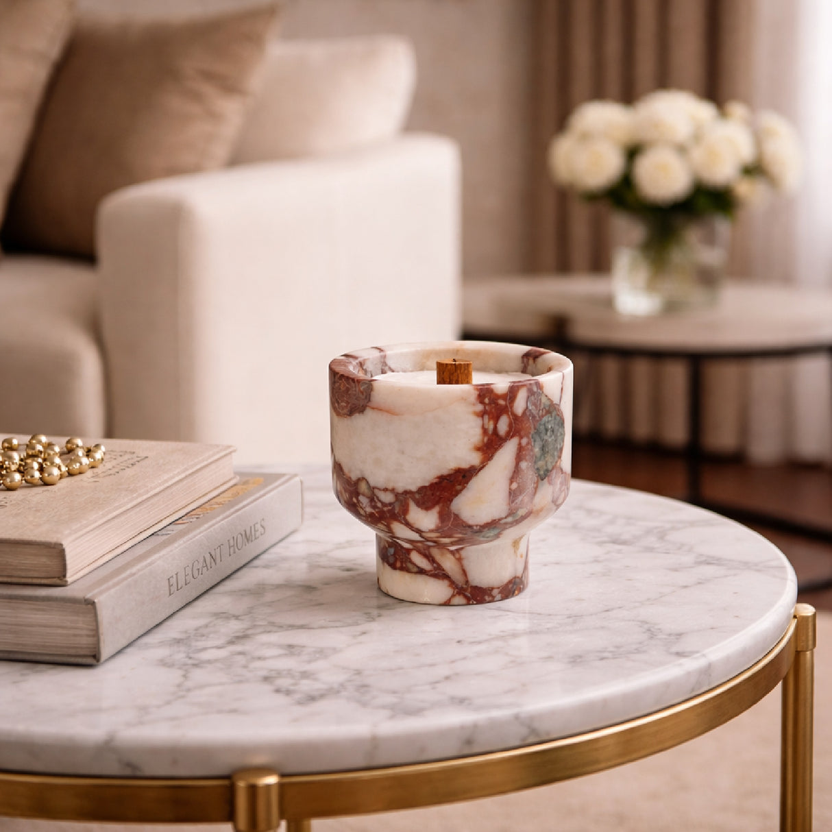 Rufous Toned Marble Candle | Oroa.com