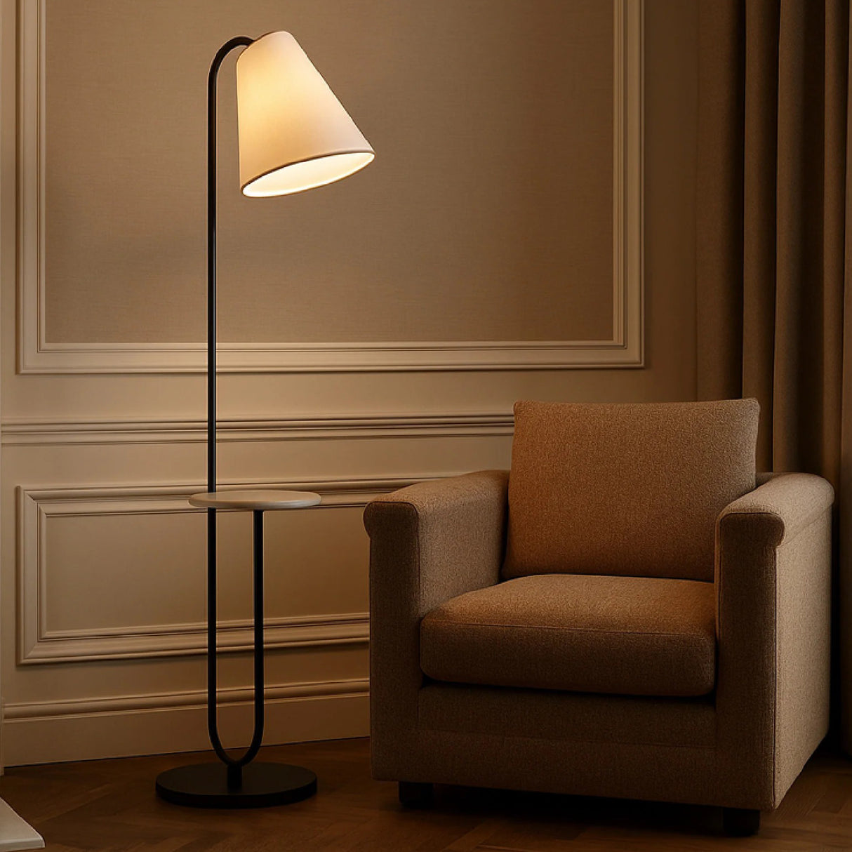 White Linen Shade Floor Lamp | Oroa.com