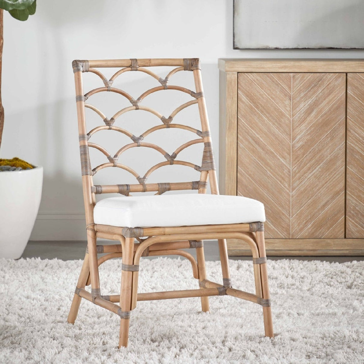 Modern European furniture - Matte Gray Rattan Dining Chairs (2) - www.oroa.com