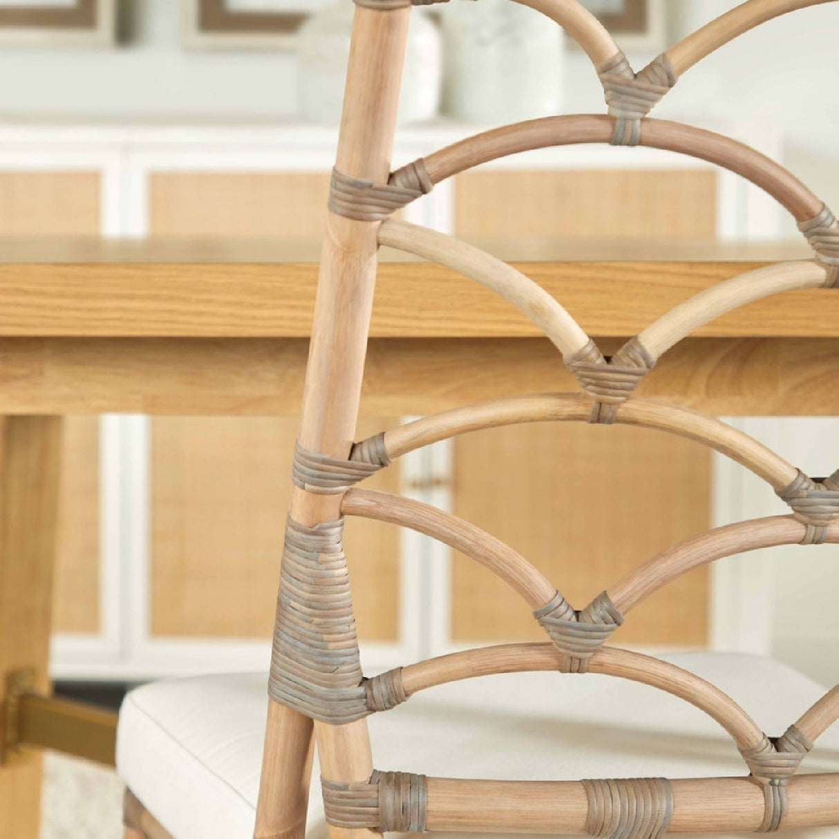 Matte Gray Rattan Dining Chairs (2) | Living Essentials Crescent