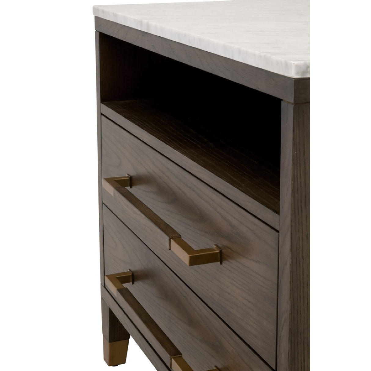 Marble Top Oak 2-Drawer Nightstand | Living Essentials Cambria – alternate view 12