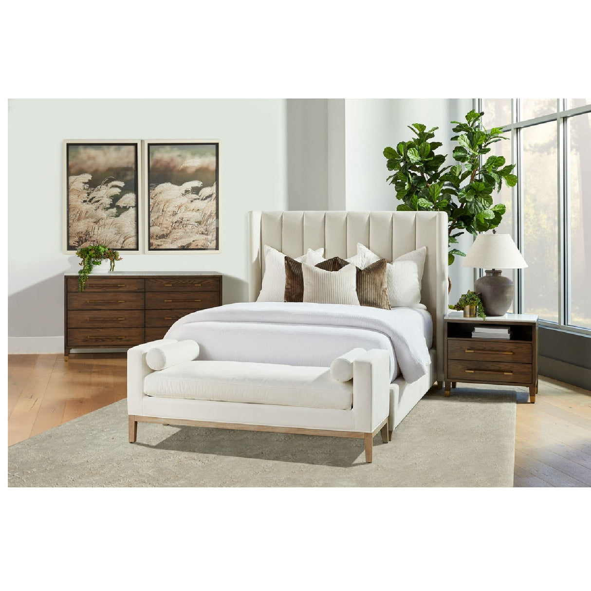Marble Top Oak 2-Drawer Nightstand | Living Essentials Cambria – alternate view 16