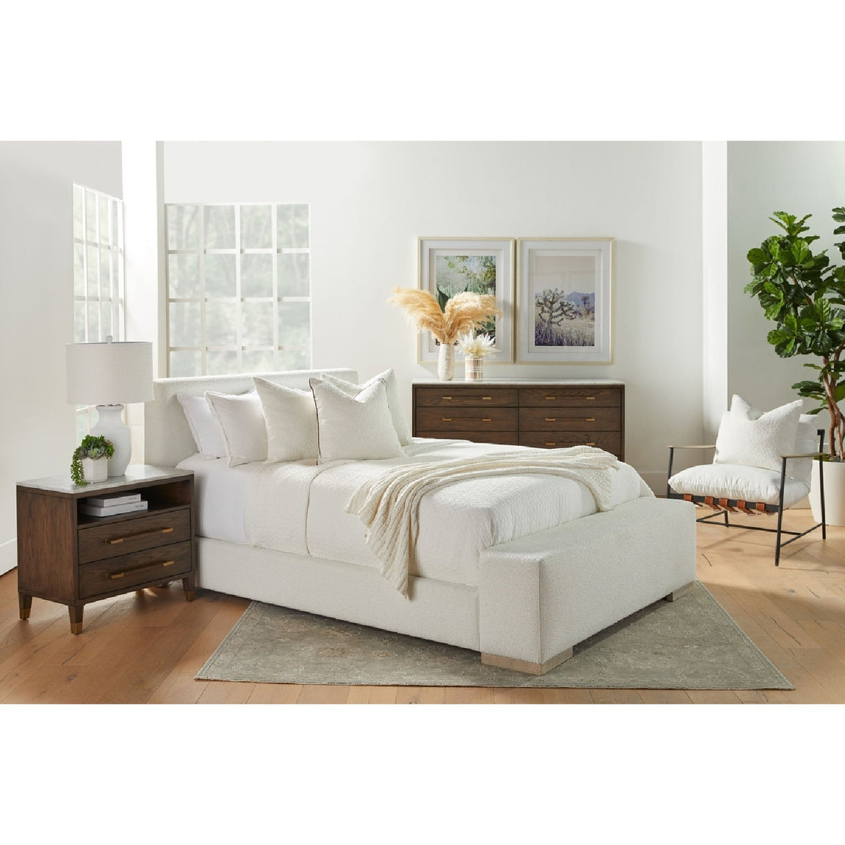 Marble Top Oak 2-Drawer Nightstand | Living Essentials Cambria – alternate view 18