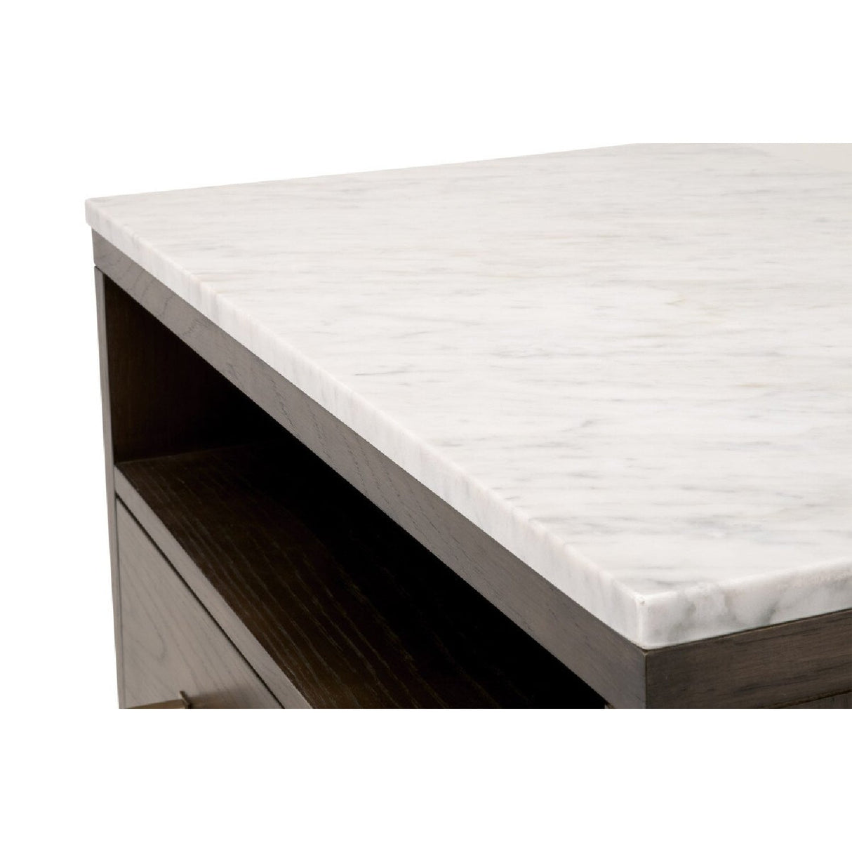 Marble Top Oak 2-Drawer Nightstand | Living Essentials Cambria – alternate view 6
