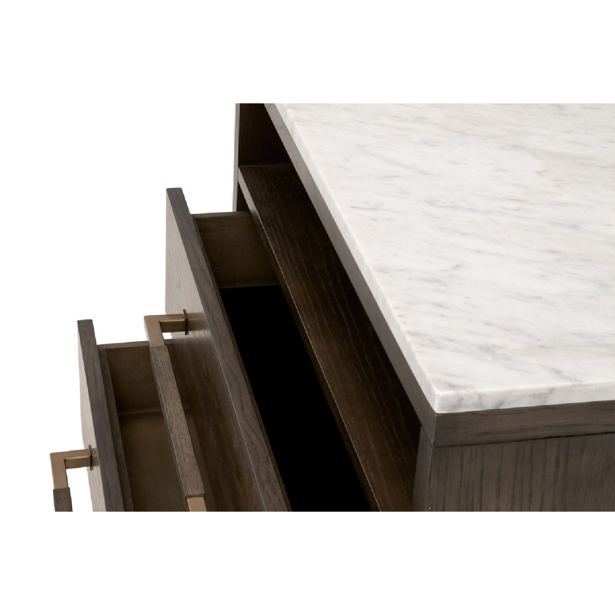 Marble Top Oak 2-Drawer Nightstand | Living Essentials Cambria – alternate view 7