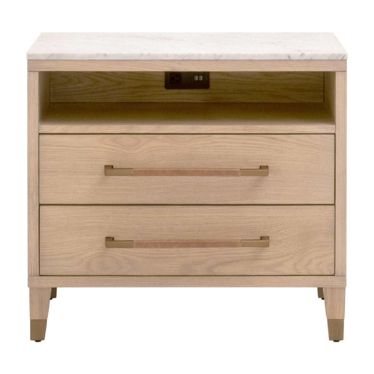 Marble Top Oak 2-Drawer Nightstand | Living Essentials Cambria – alternate view 19