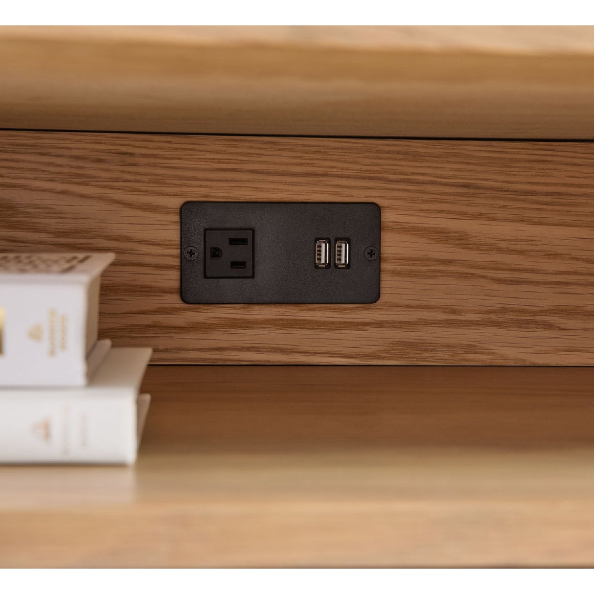 Marble Top Oak 2-Drawer Nightstand | Living Essentials Cambria – alternate view 30