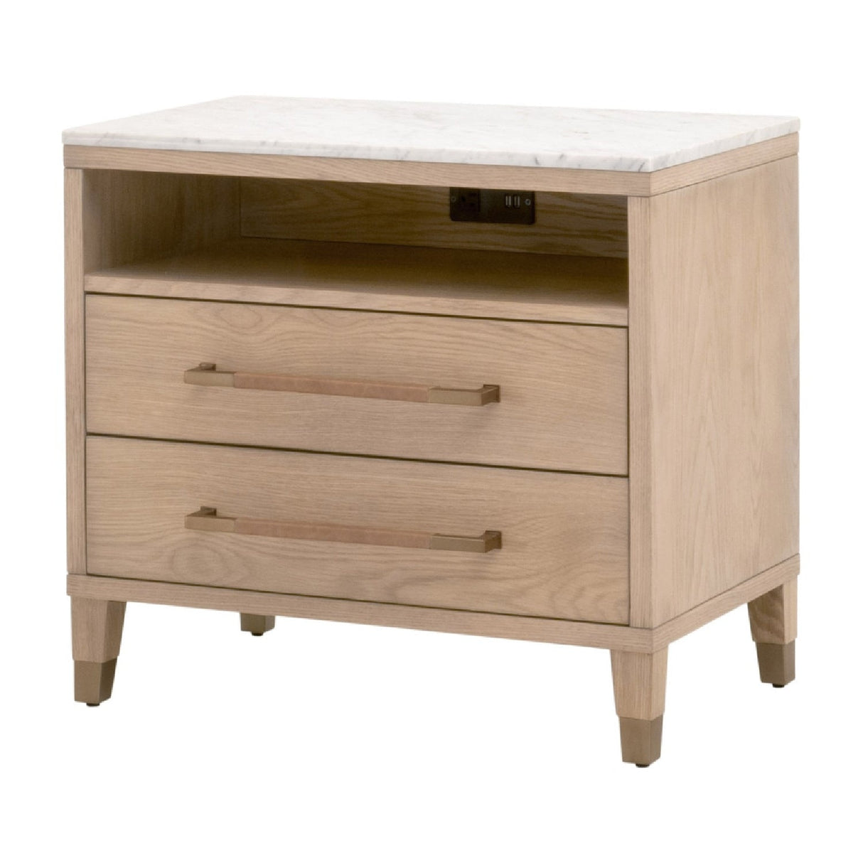 Marble Top Oak 2-Drawer Nightstand | Living Essentials Cambria – alternate view 22