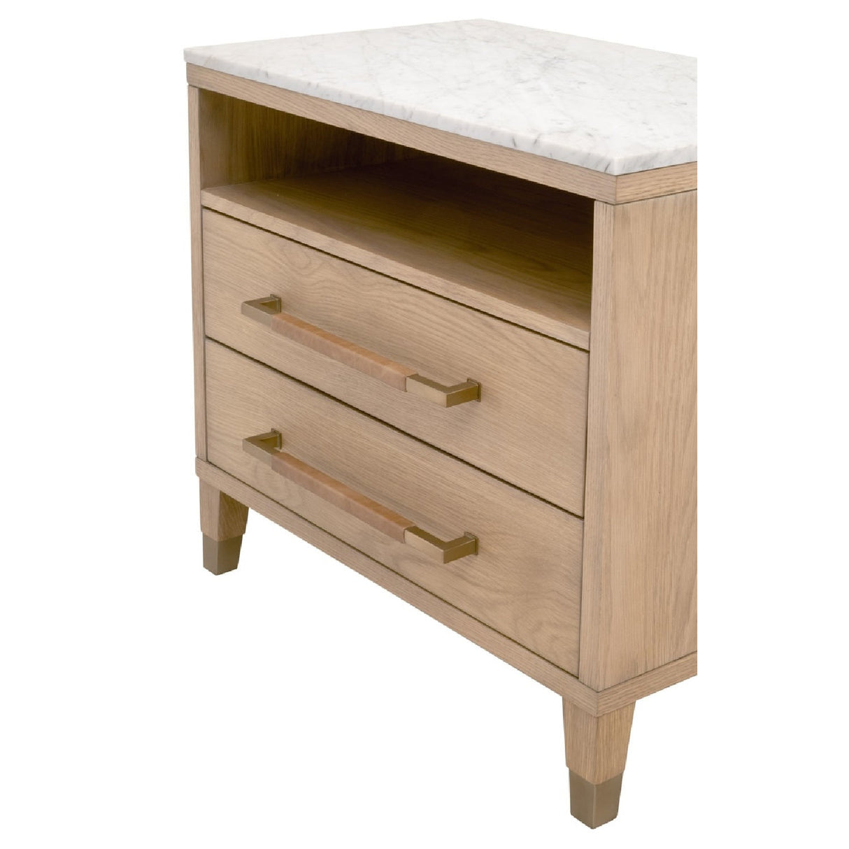 Marble Top Oak 2-Drawer Nightstand | Living Essentials Cambria – alternate view 23