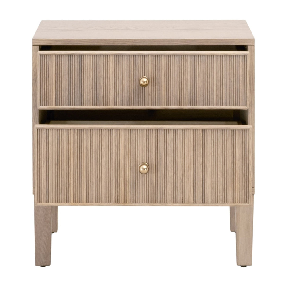 2-Drawer Oak Nightstand S | Living Essentials Highland – side view