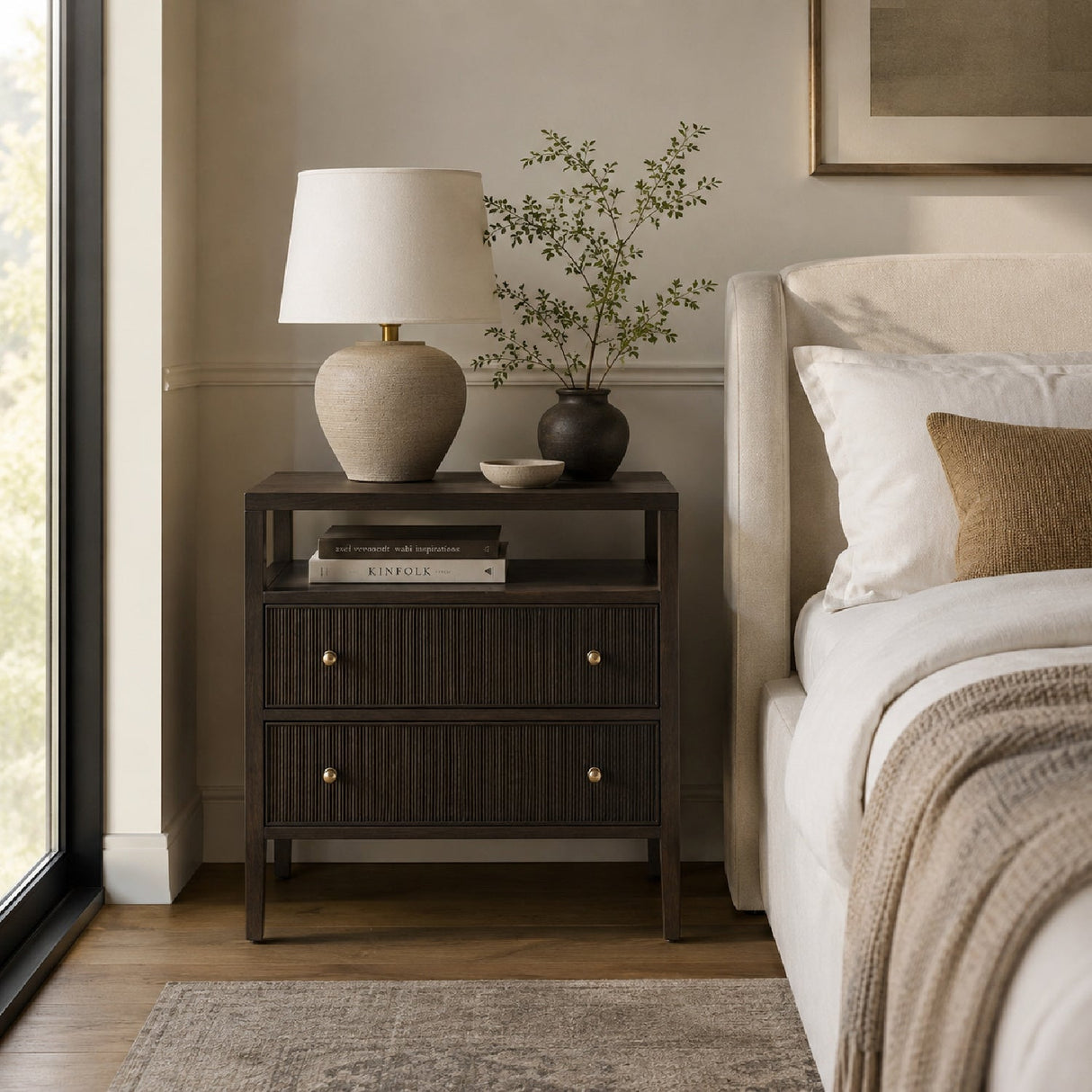 2-Drawer Oak Nightstand L | Living Essentials Highland – alternate view 17
