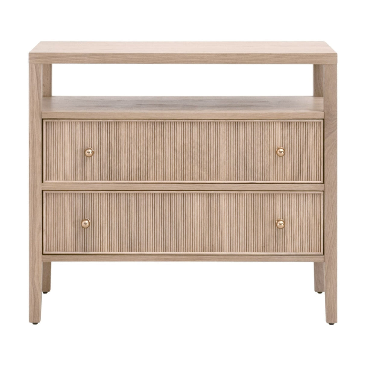2-Drawer Oak Nightstand L | Living Essentials Highland – front view