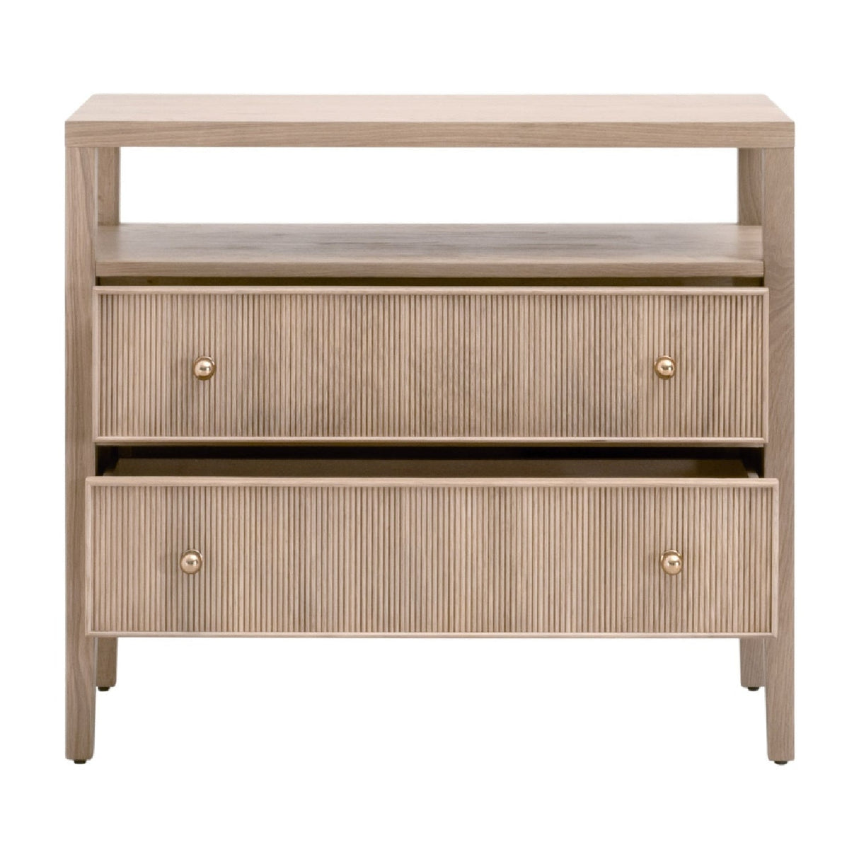 2-Drawer Oak Nightstand L | Living Essentials Highland – side view