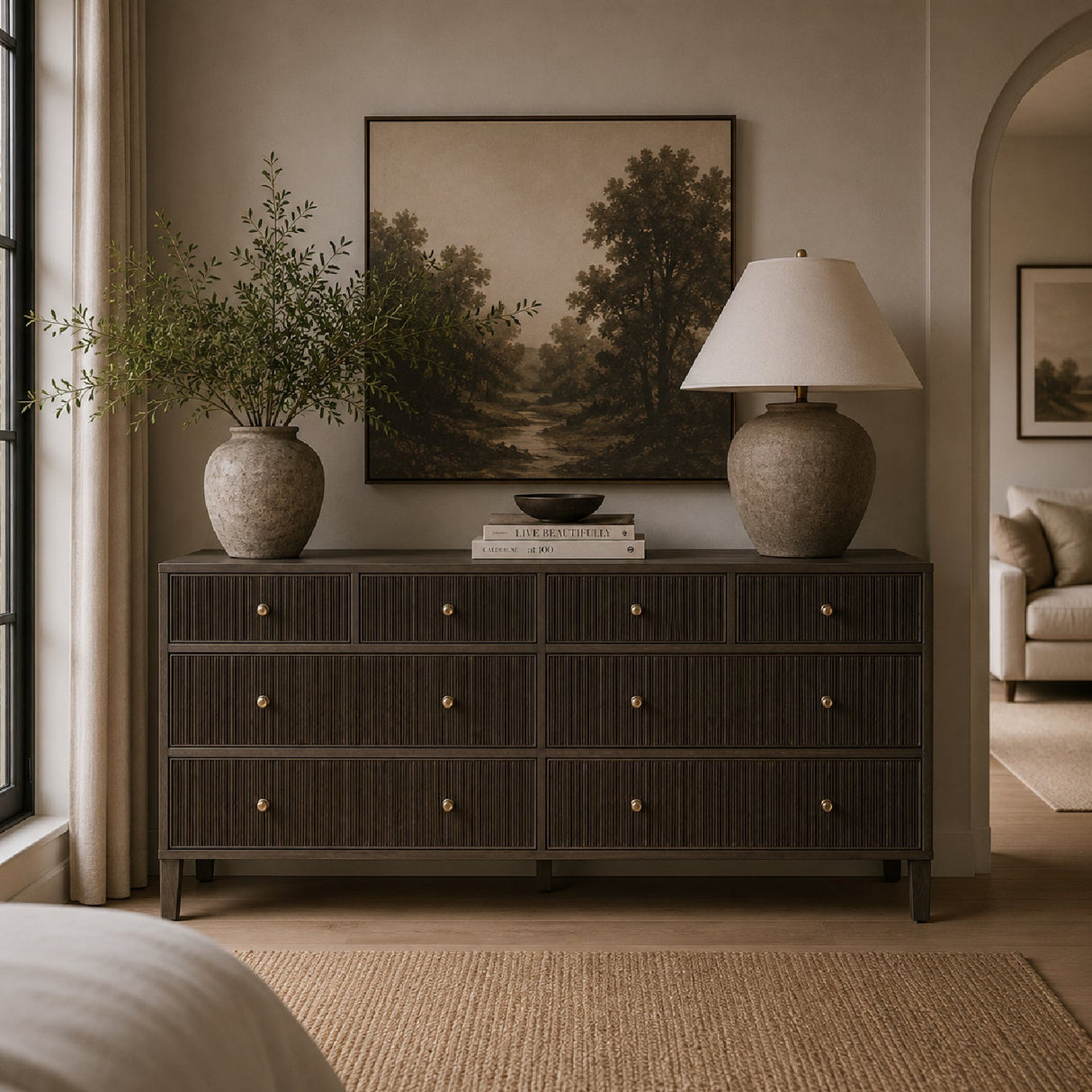8-Drawer Oak Double Dresser | Living Essentials Highland – alternate view 20