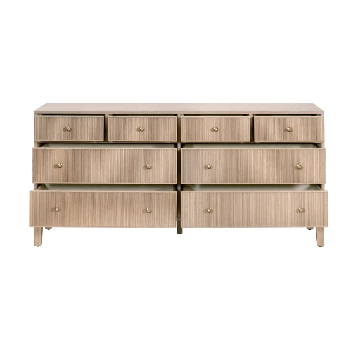 8-Drawer Oak Double Dresser | Living Essentials Highland – side view
