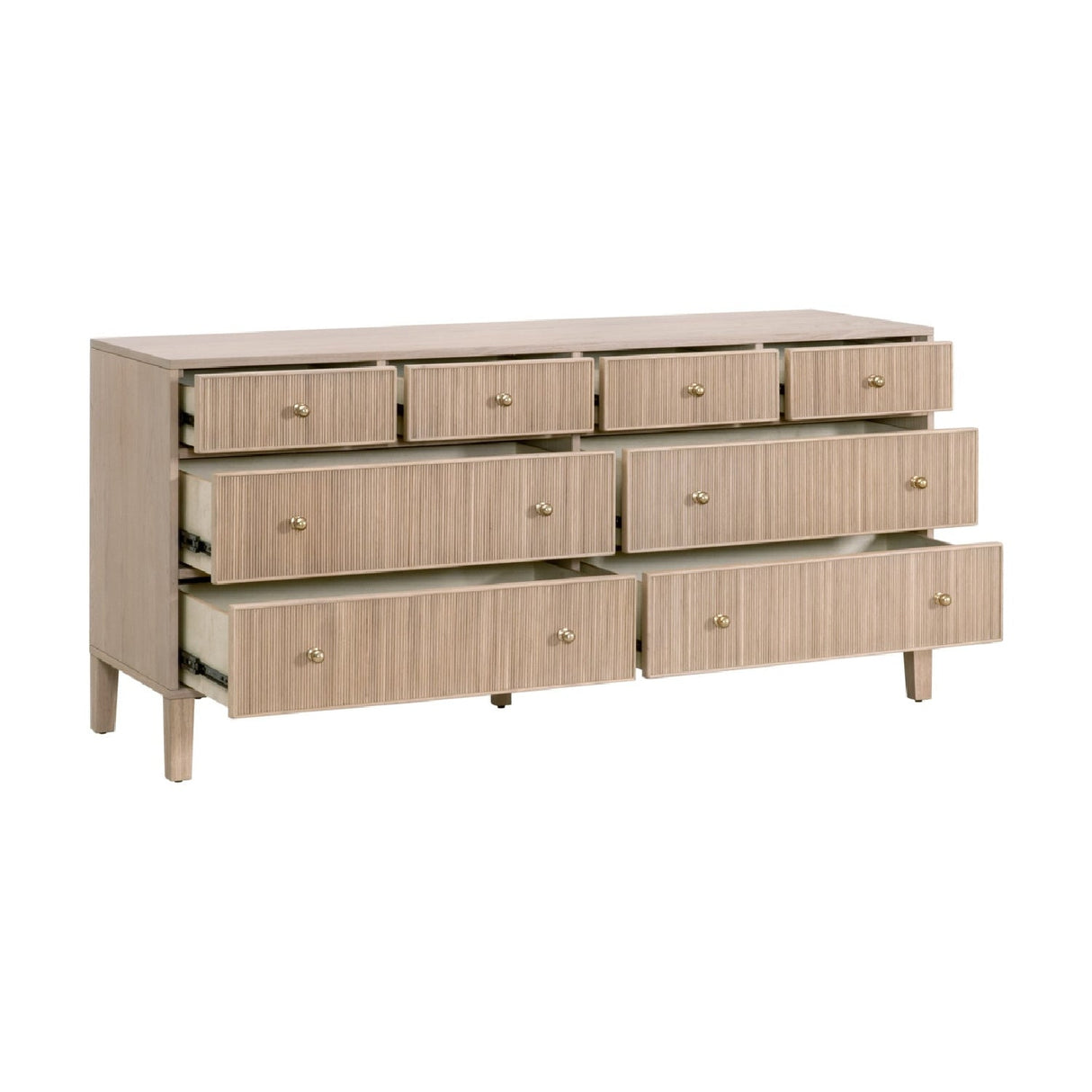8-Drawer Oak Double Dresser | Living Essentials Highland – rear view