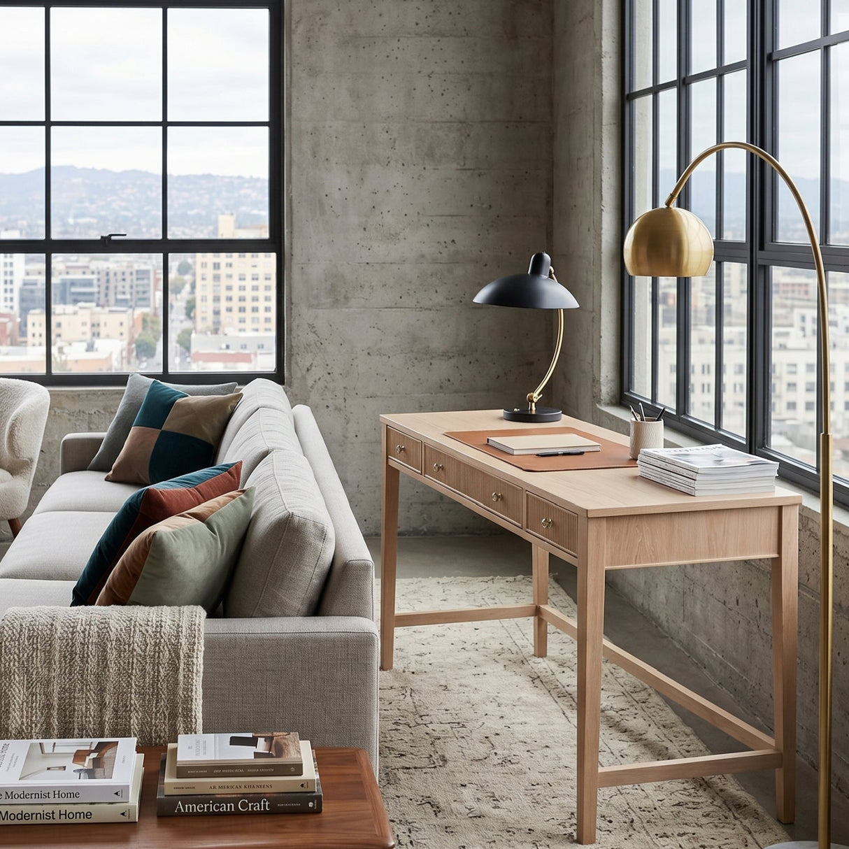 Modern European furniture - Natural Oak 3-Drawer Desk - www.oroa.com