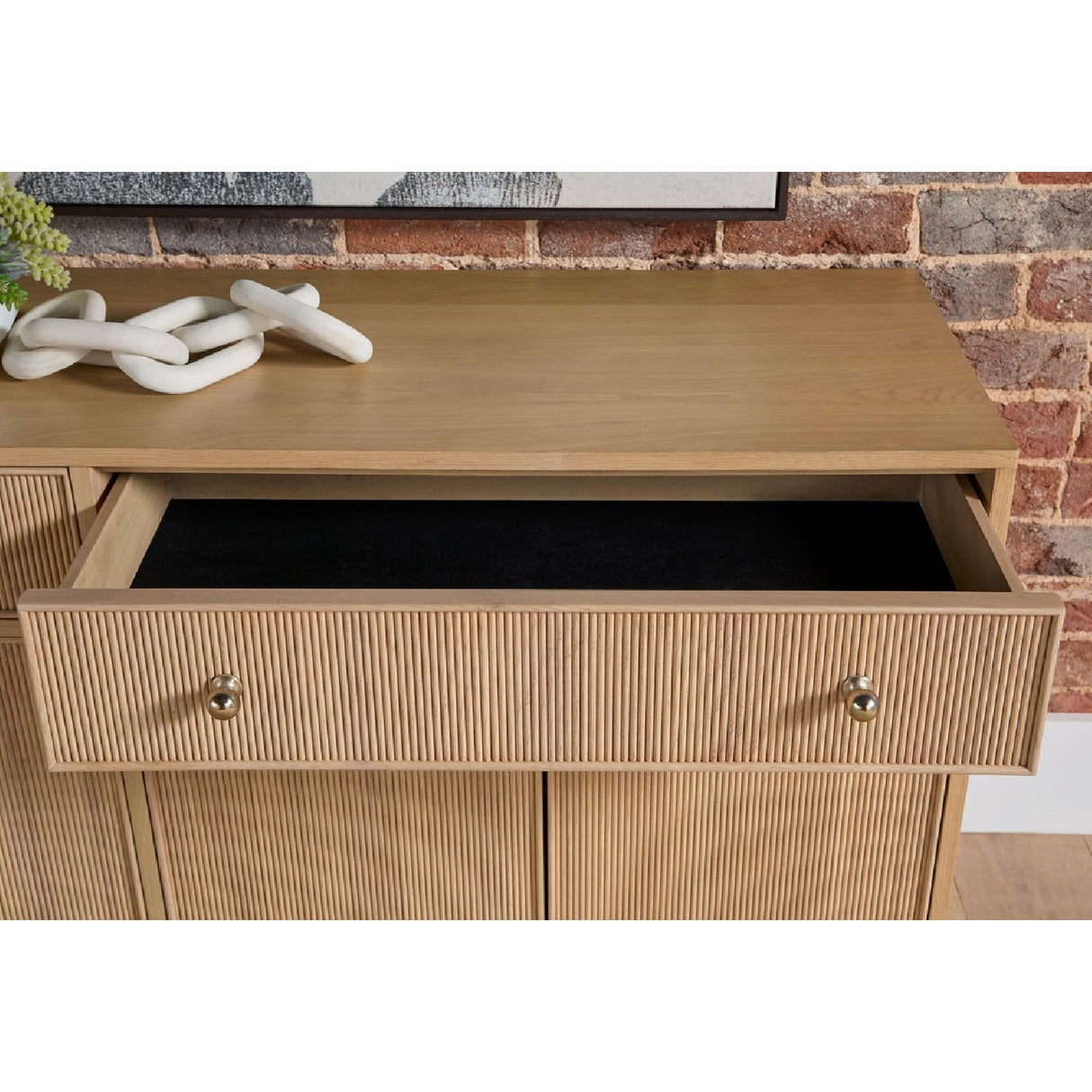 Modern European furniture - Fluted Solid Wood Media Sideboard - www.oroa.com